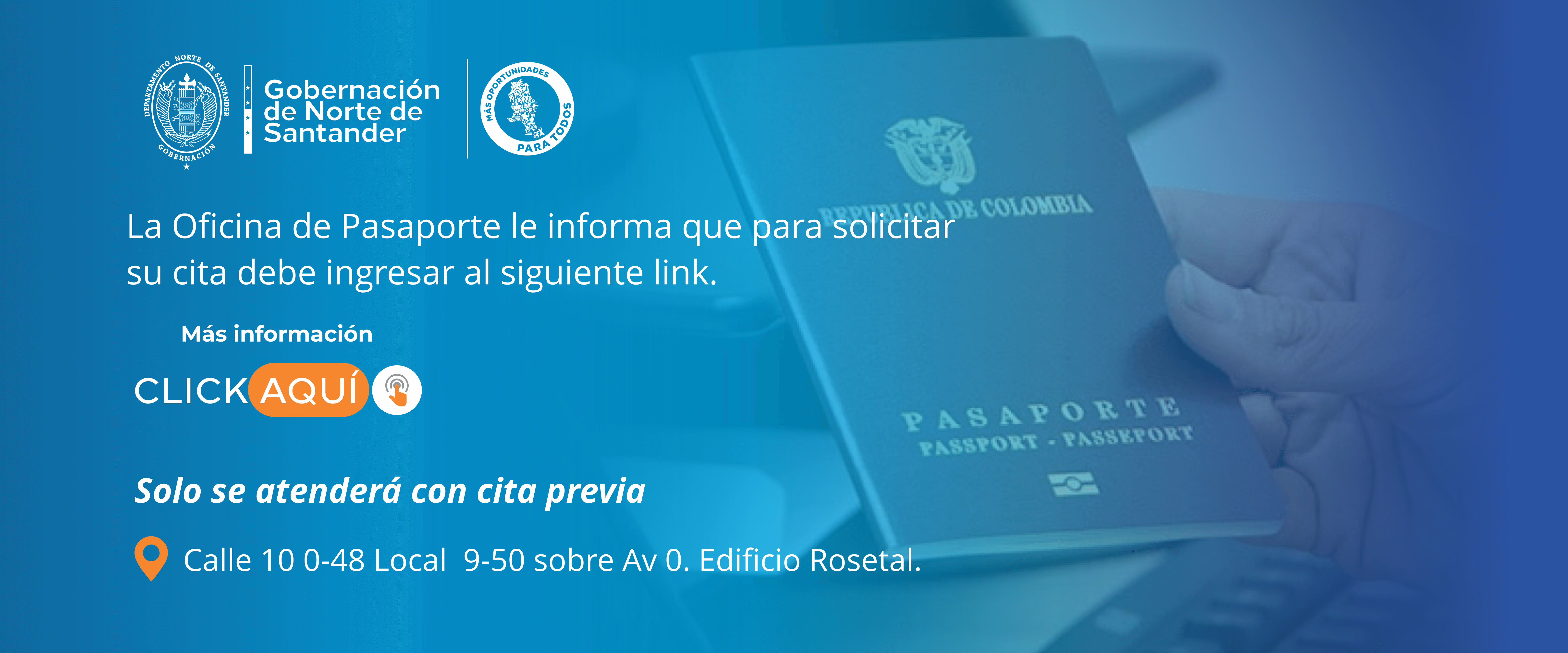 Este enlace abre la pagina para solicitar citas para solicitudes de pasaporte