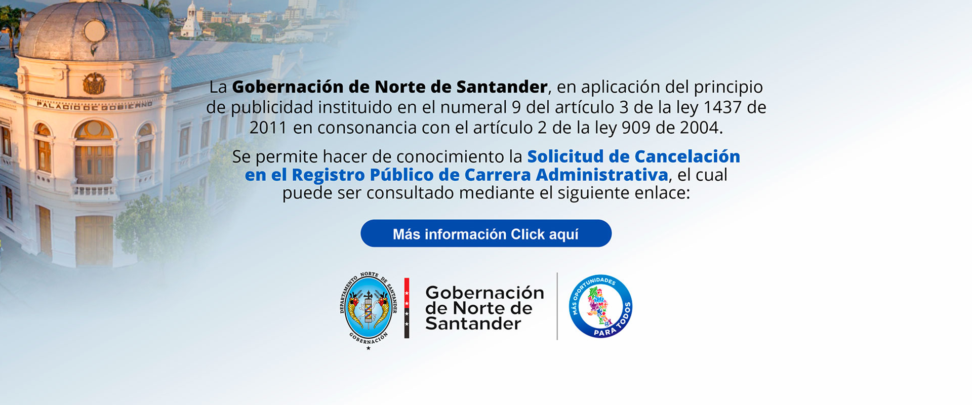 Banner Resolución Cancelación de Carrera Administrativa