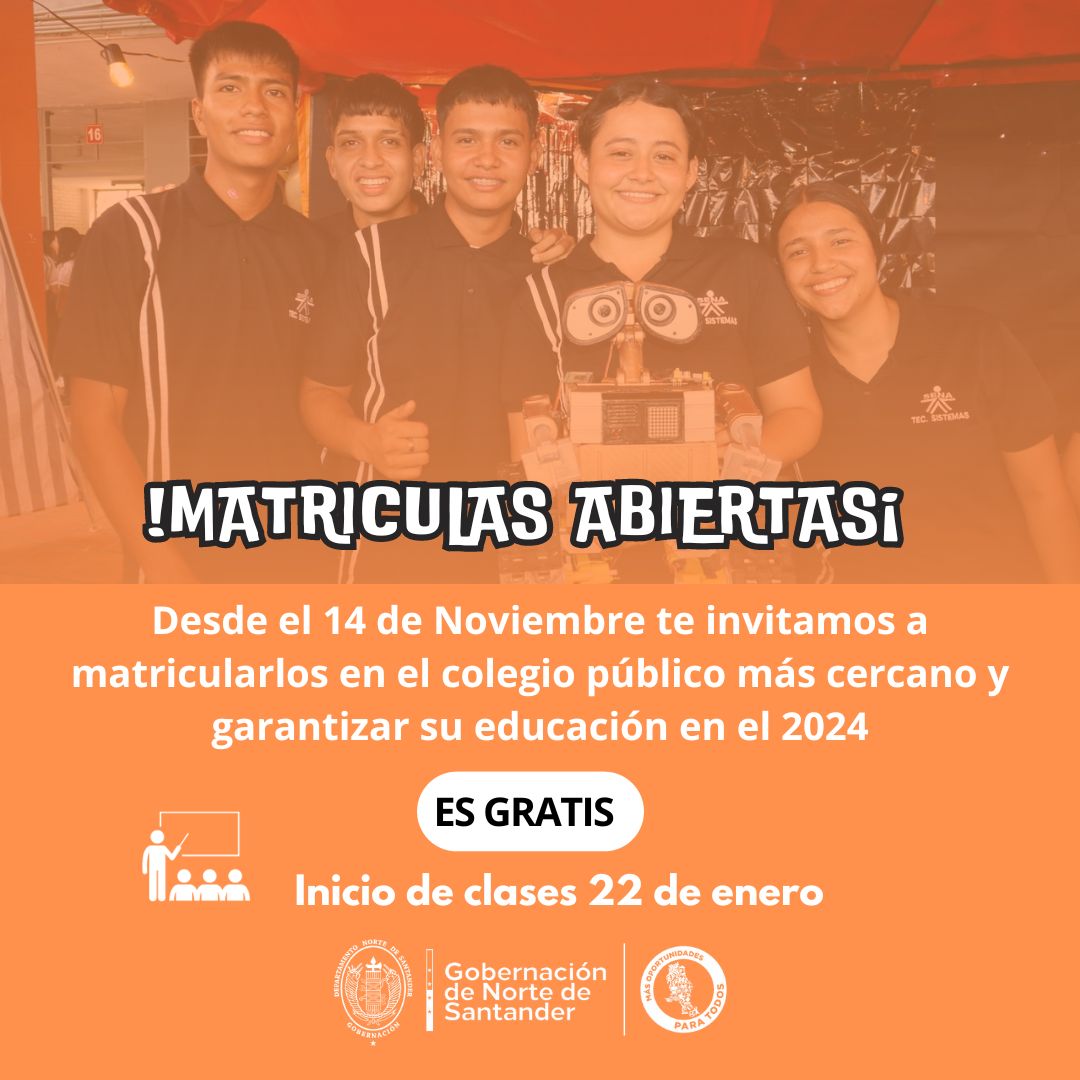 Ya se pueden matricular a los estudiantes en los colegios oficiales de Norte de Santander