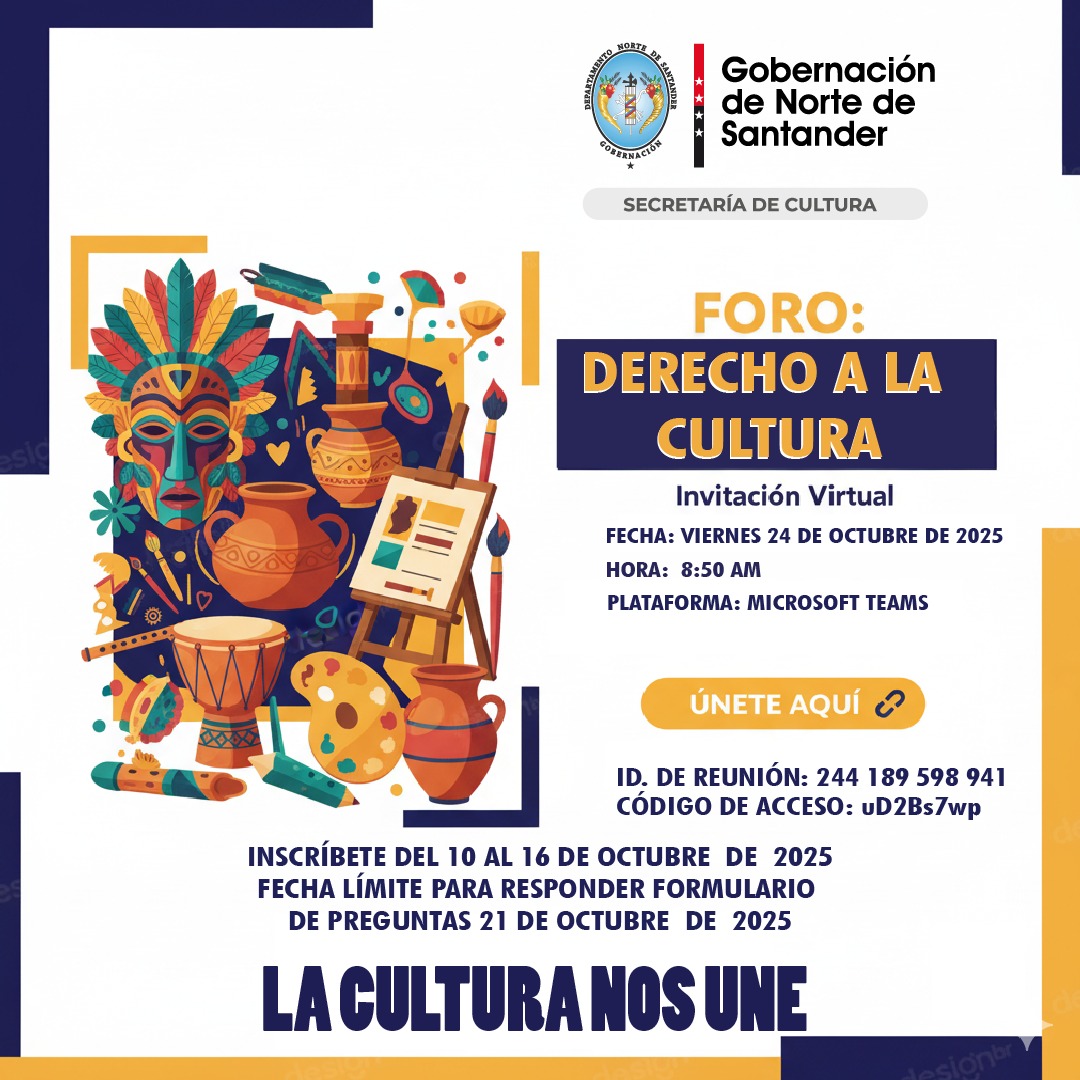 Se realizará el primer foro “Derecho a la cultura” en Norte de Santander