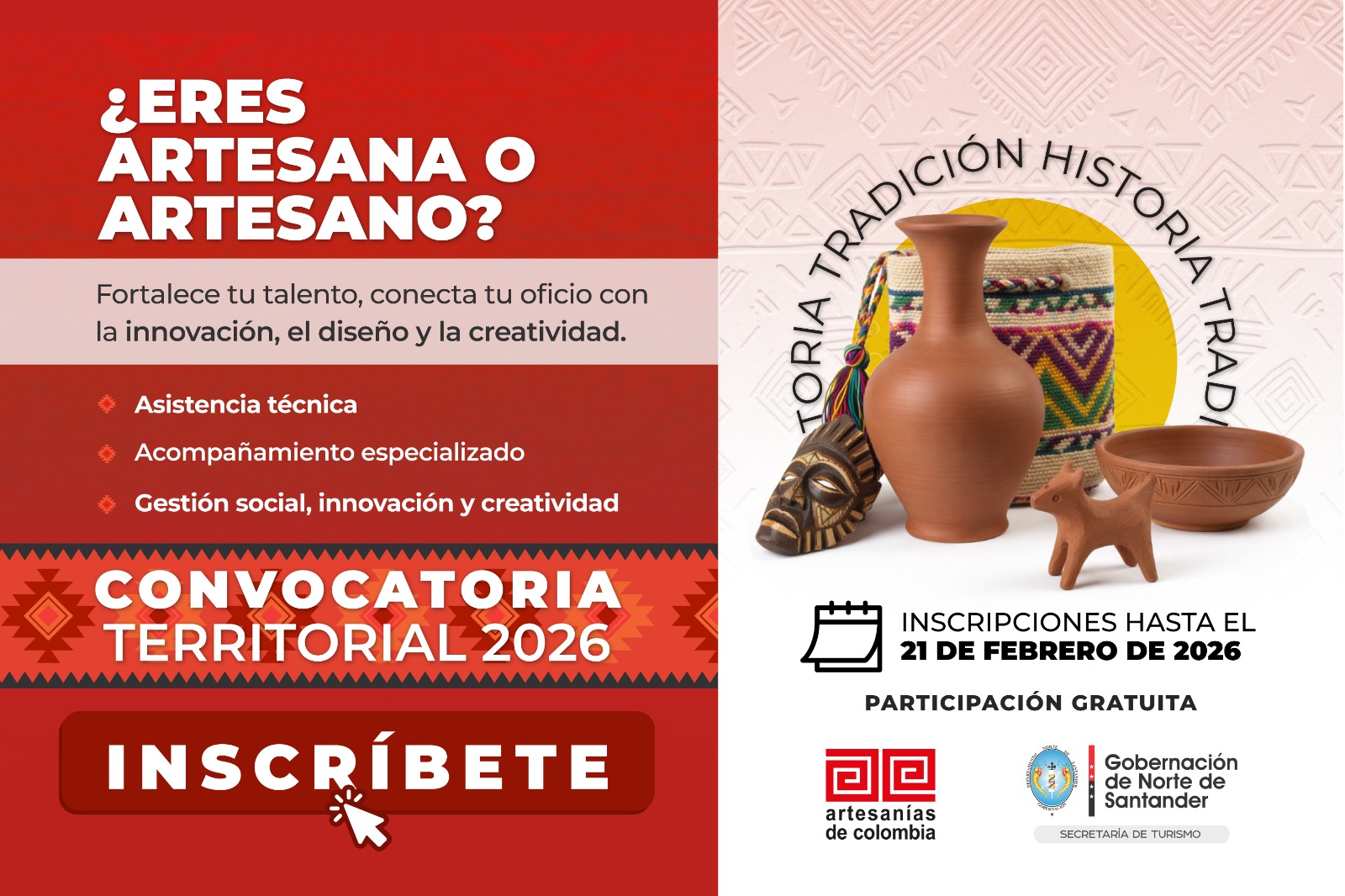 Abiertas las inscripciones a la Convocatoria Territorial 2026 de Artesanías de Colombia