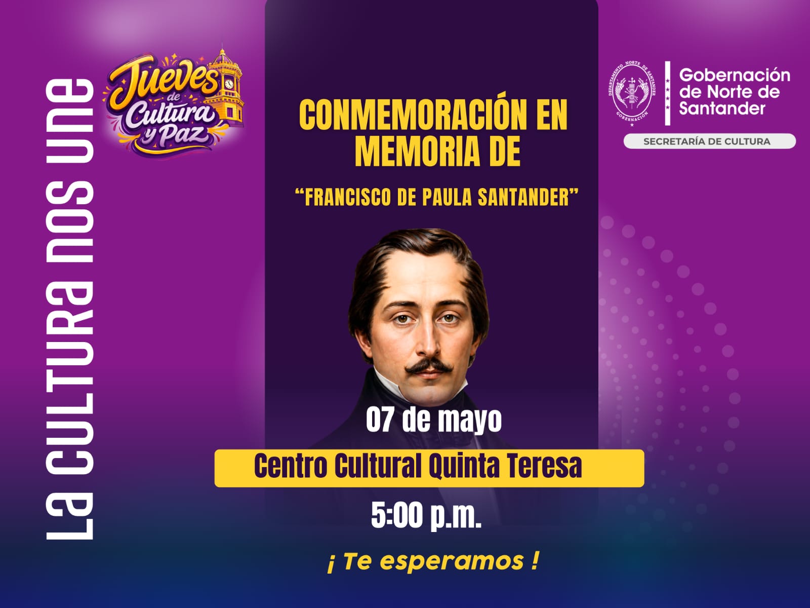 Norte de Santander conmemora la muerte de Francisco de Paula Santander con actos culturales en Cúcuta